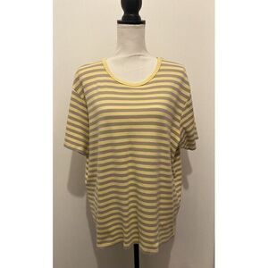 Sport Savvy Top‎ Short Sleeve Stripe Pullover Yellow Size 2X Woman's Gray